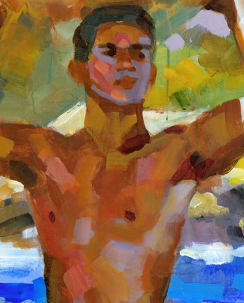 Hawaiian Nude with Surfboard (Print)