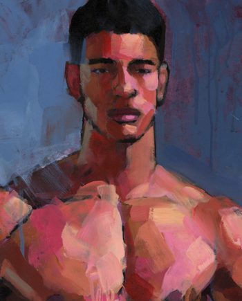 Native American Nude on Blue Background