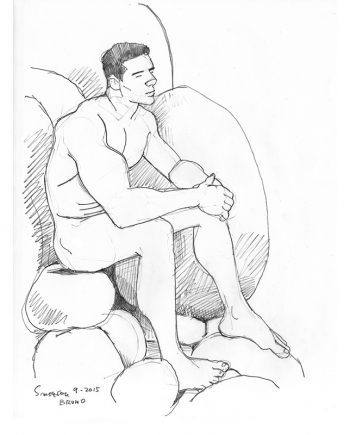 Nude Man Sitting in Rocks