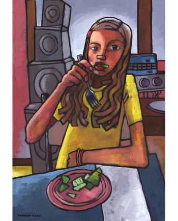 Rachel Eating Salad by Tom's Speakers