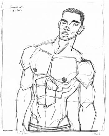 Stylized Standing Shirtless Male