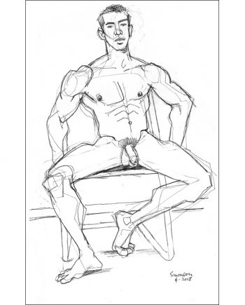 Seated Uncut Male Nude
