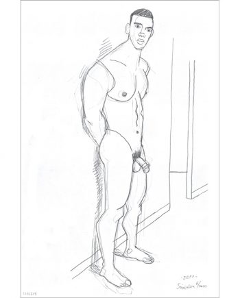 Male Nude Standing by Wall 1