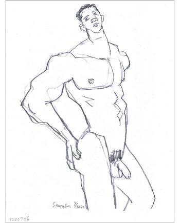 Standing Male Nude with Hands on Butt