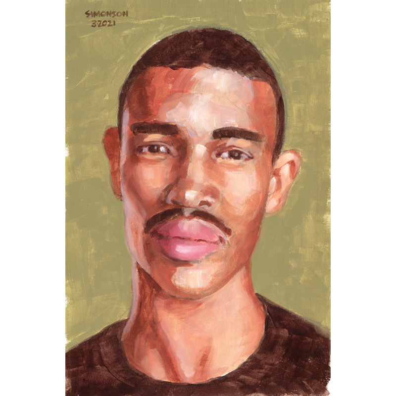 Portrait of Young Man in Black T-Shirt