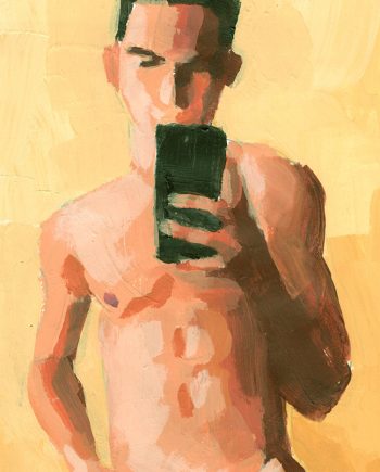 Nude Selfie on Yellow Background