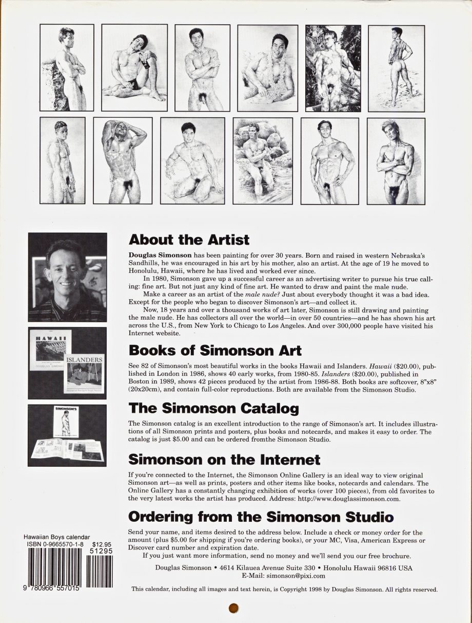 Simonson 1999 Hawaiian Boys Calendar