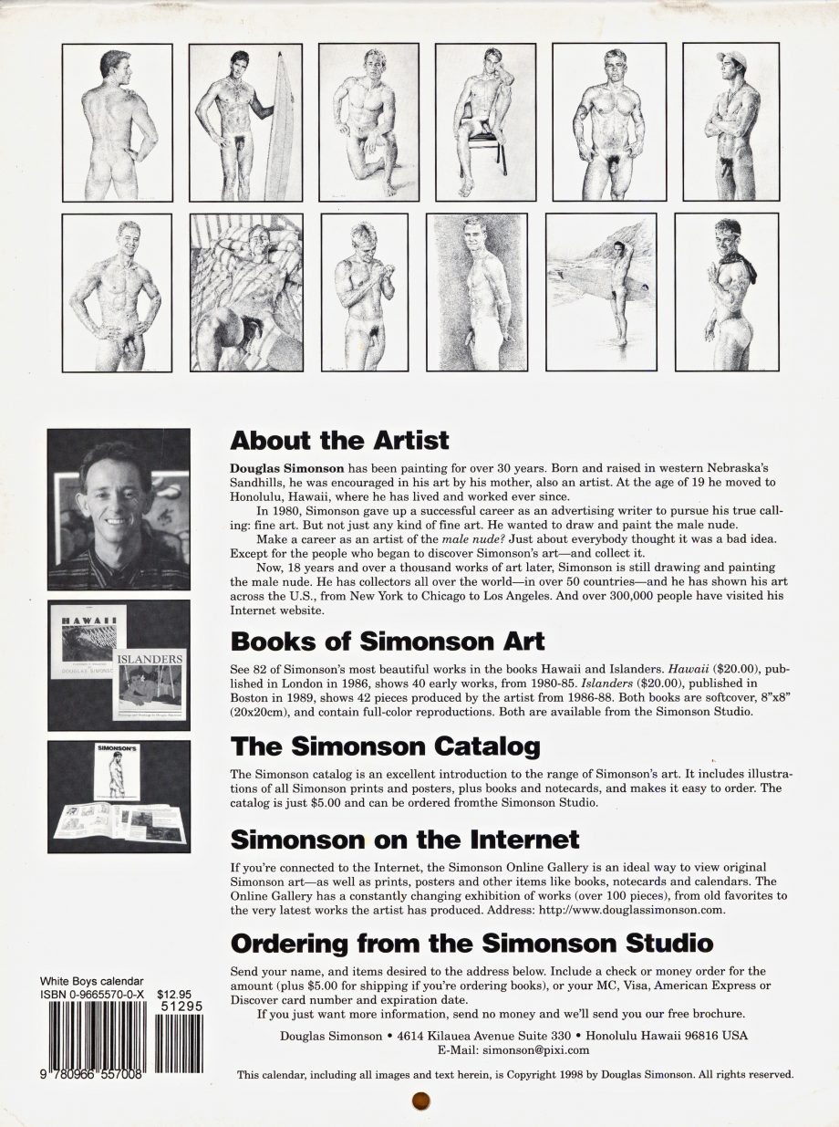 Calendar: Simonson 1999 White Boys Calendar