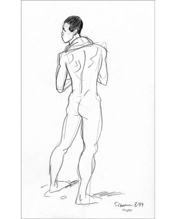 Rear Nude of Young Black Guy at Beach