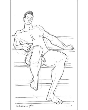 Frontal Nude Sitting on Stairs