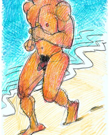 Color Nude Running on Beach