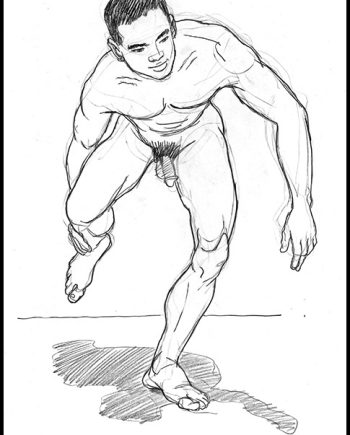 Boy Balancing on One Foot