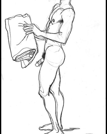 Standing Nude Holding Towel