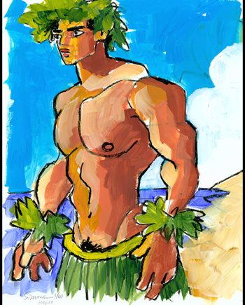 Stylized Hula Dancer at Beach