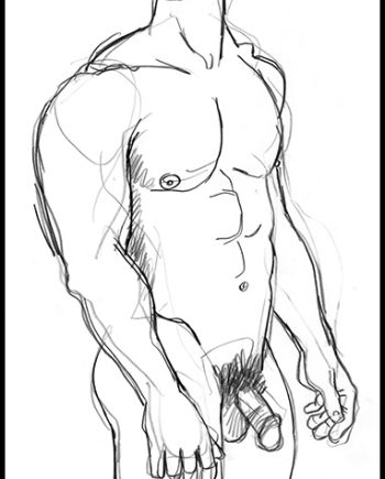 Muscular Nude Looking to Side