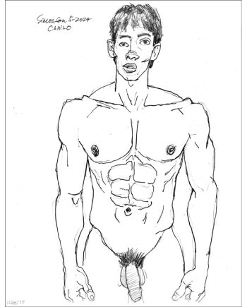 Uncut Standing Nude Looking Dazed