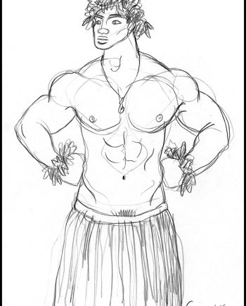 Male Hula Dancer in Skirt