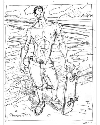 Study 2 for Skateboarder by the Bay