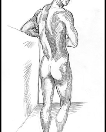 Standing Rear Nude Leaning on Wall