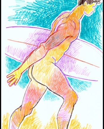 Nude Surfer Walking with Board