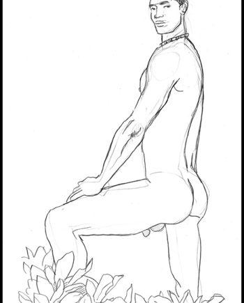 Nude Surfer in Standing Pose