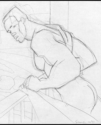 Man Leaning Out Over Railing #2