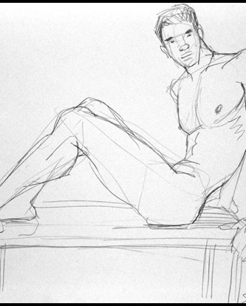 Nude on Table, Leaning Back on Hands