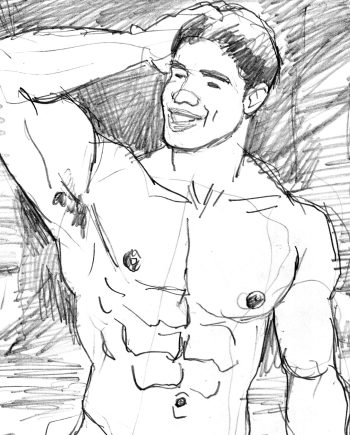 Shirtless Hunk at the Park