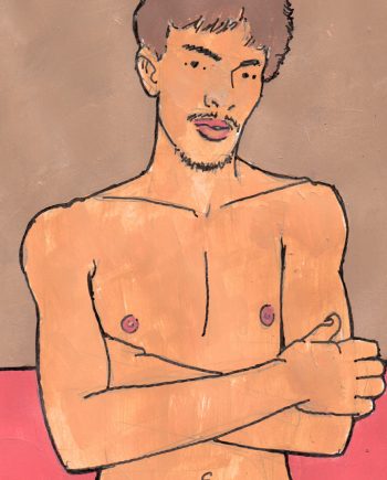 Lean Young Male Nude on Pink Background