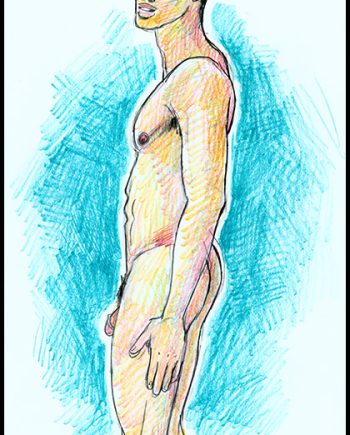 Side/Rear Nude on Turquoise Background