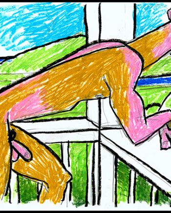 Stylized Torano on Lanai (Oil Pastel)