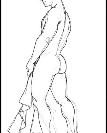 Standing Nude with Towel, from Side