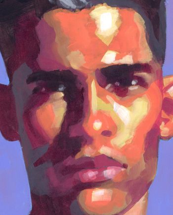 Portrait of Brazilian Boy on Purple Background