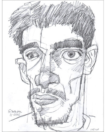 Expressionist Pencil Portrait of Young Man
