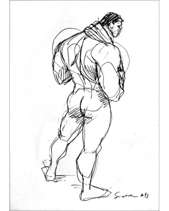 Rear Nude w/Towel Around Neck