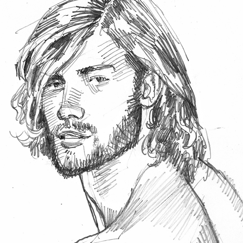 Long-Haired Boy Standing Nude