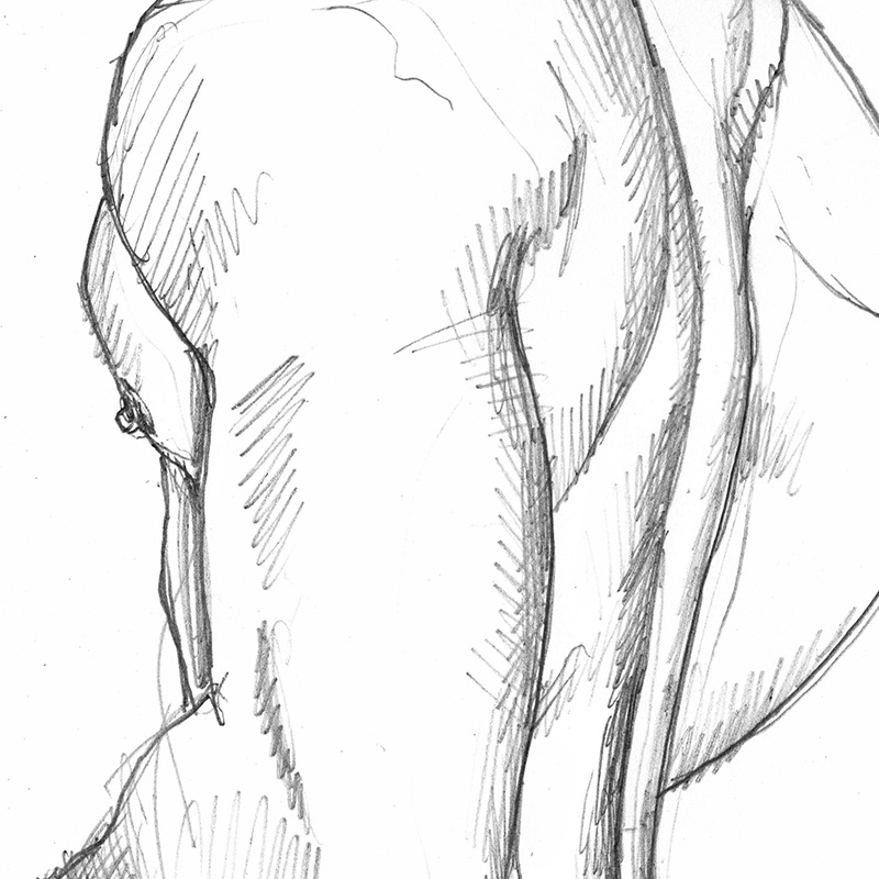 Long-Haired Boy Standing Nude