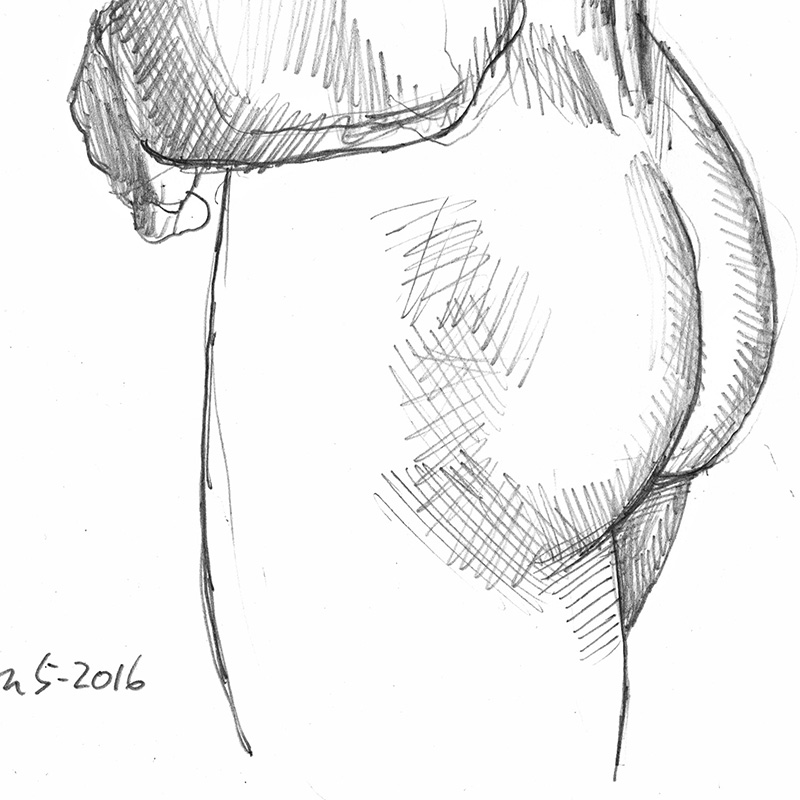 Long-Haired Boy Standing Nude