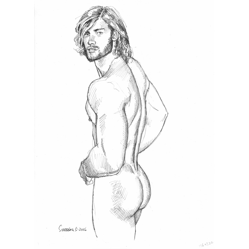 Long-Haired Boy Standing Nude