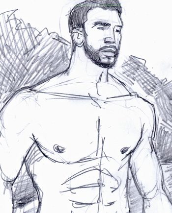 Hunky Guy Wading Near Shore