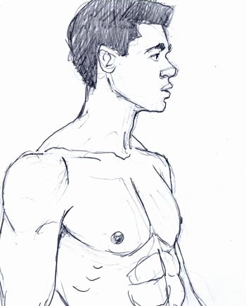 Lean Young Black Man in Swimsuit
