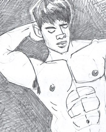 Expressionist Male Nude on Dark Background