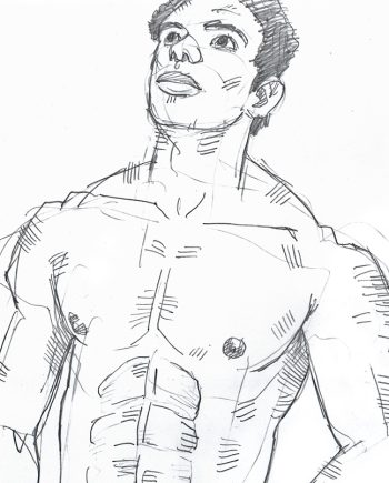 Young Man in Briefs Looking Up