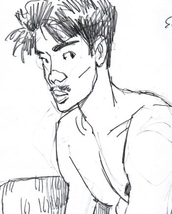 Apprehensive Asian Boy in Jeans