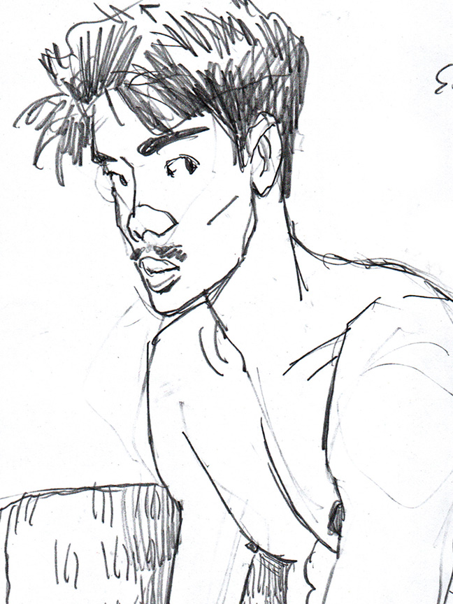 Apprehensive Asian Boy in Jeans
